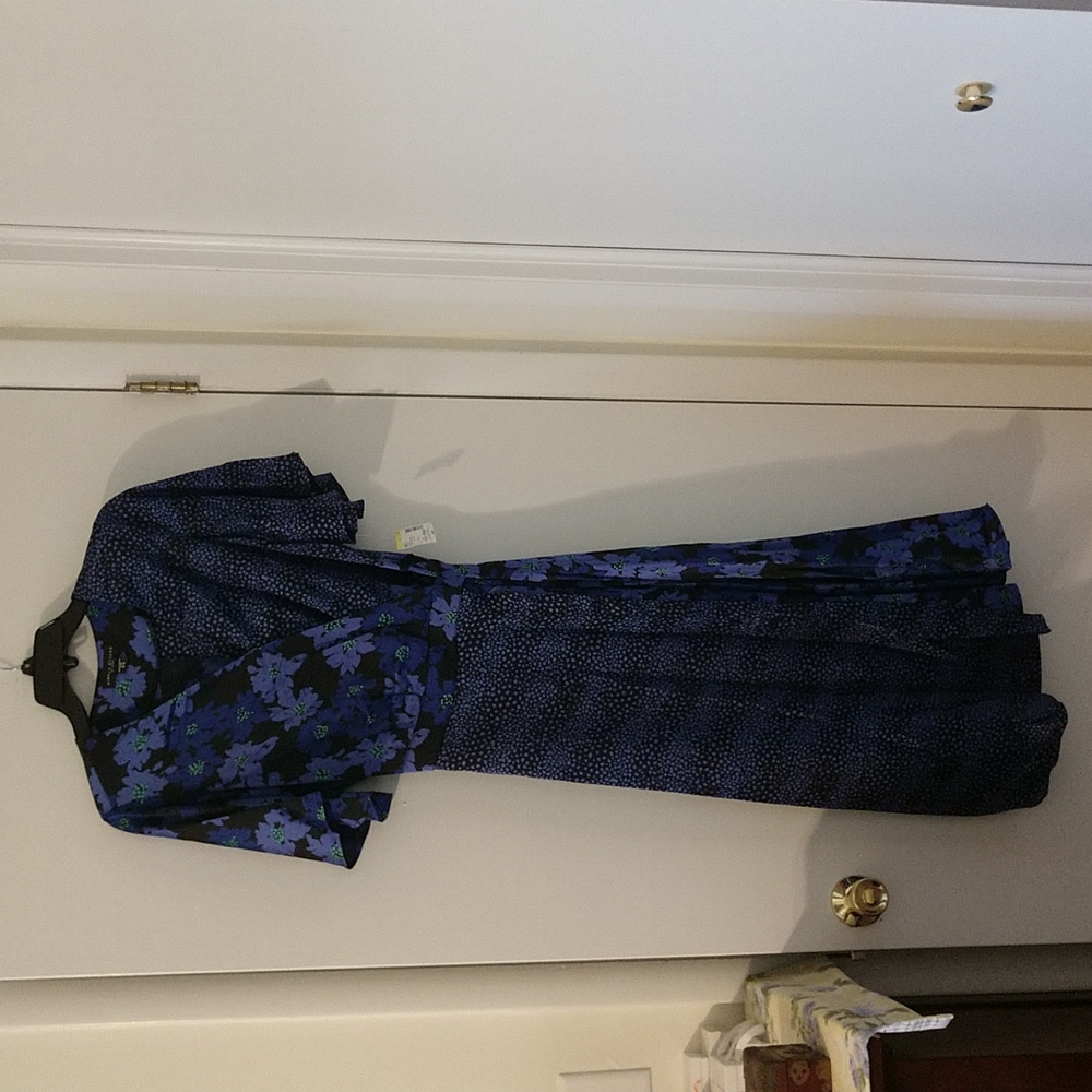NEW NWT Simply Styled Colorblock Floral Flowers Spotted Wrap Maxi Dress Size M